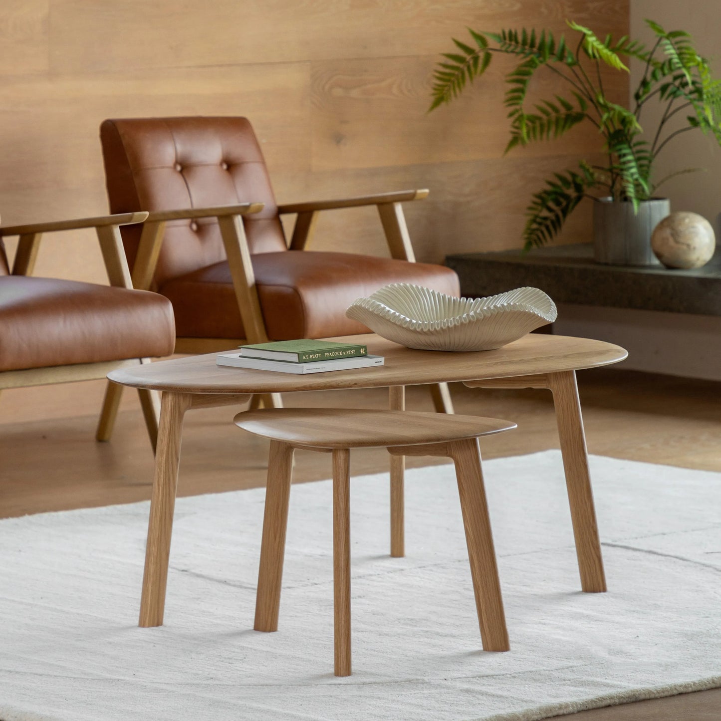 Gallery Direct Madrid Coffee Table Nest in Oak