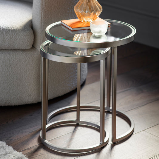 Gallery Direct Rowe Nest of Tables in Silver