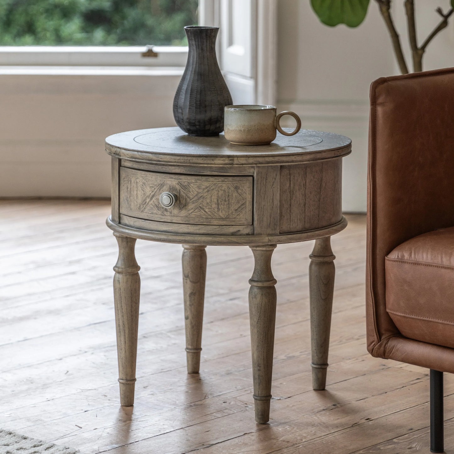 Gallery Direct Mustique 1 Drawer Round Side Table