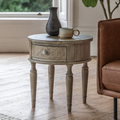 Gallery Direct Mustique 1 Drawer Round Side Table