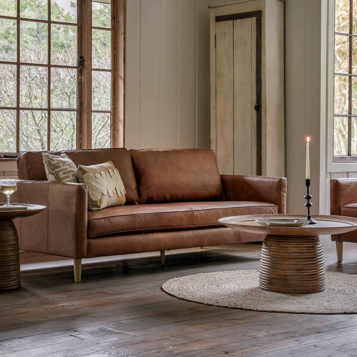 Gallery Direct Osborne 3 Seat Sofa in Vintage Brown