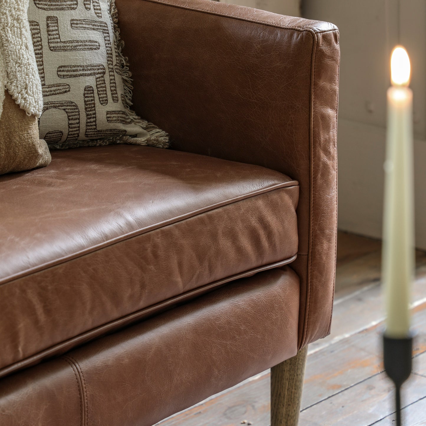 Gallery Direct Osborne 3 Seat Sofa in Vintage Brown