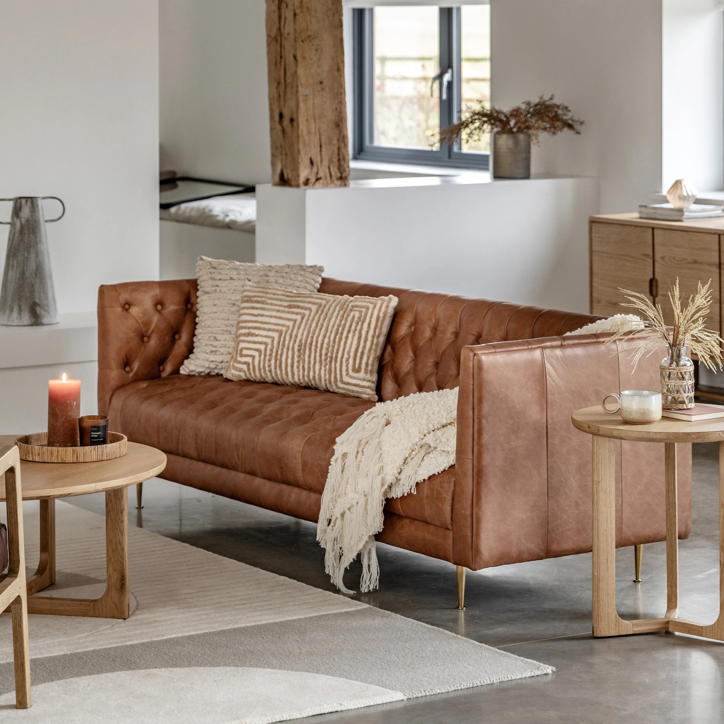 Gallery Direct Dalton 3 Seat Sofa in Antique Brown Leather