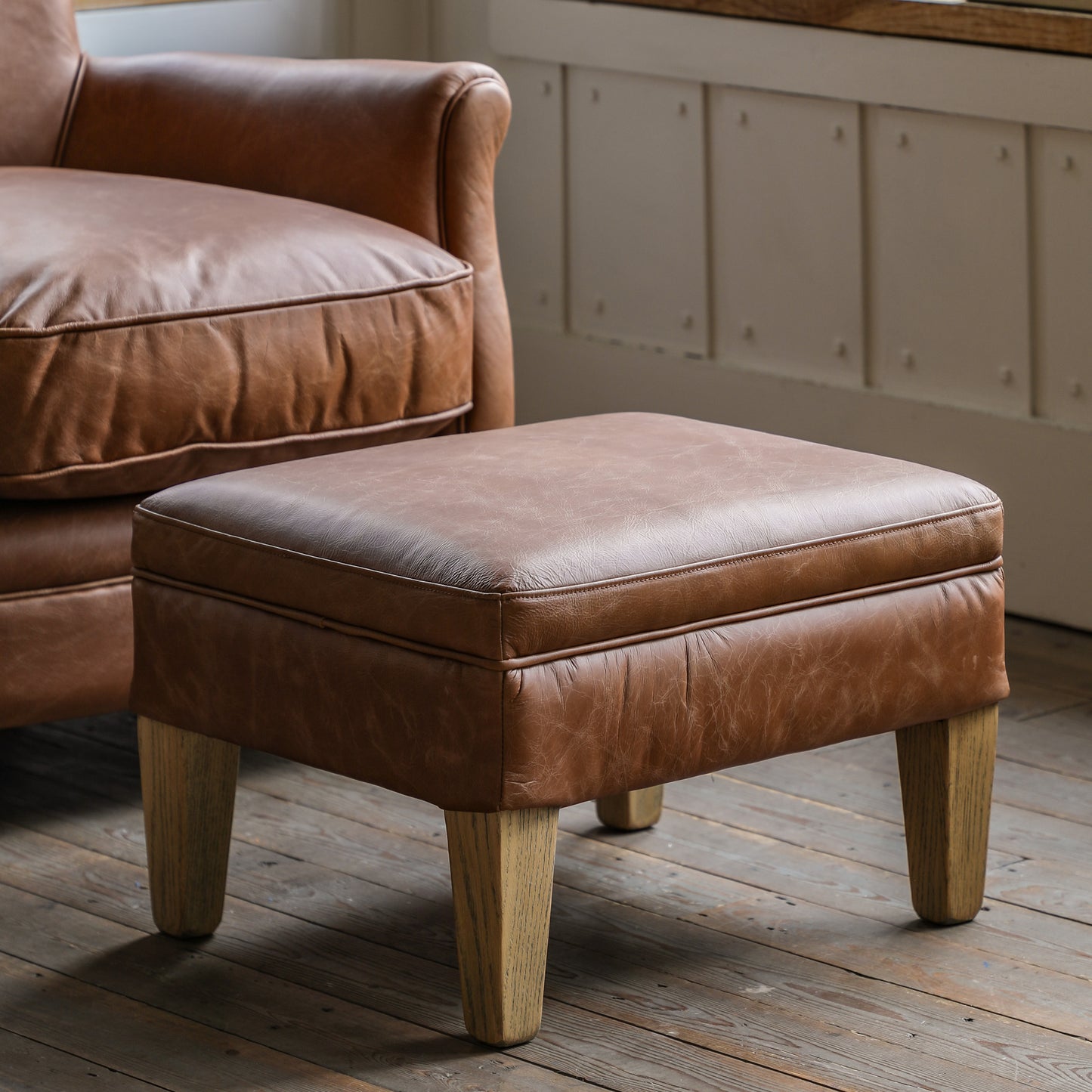 Gallery Direct Mr. Paddington Stool in Vintage Brown Leather
