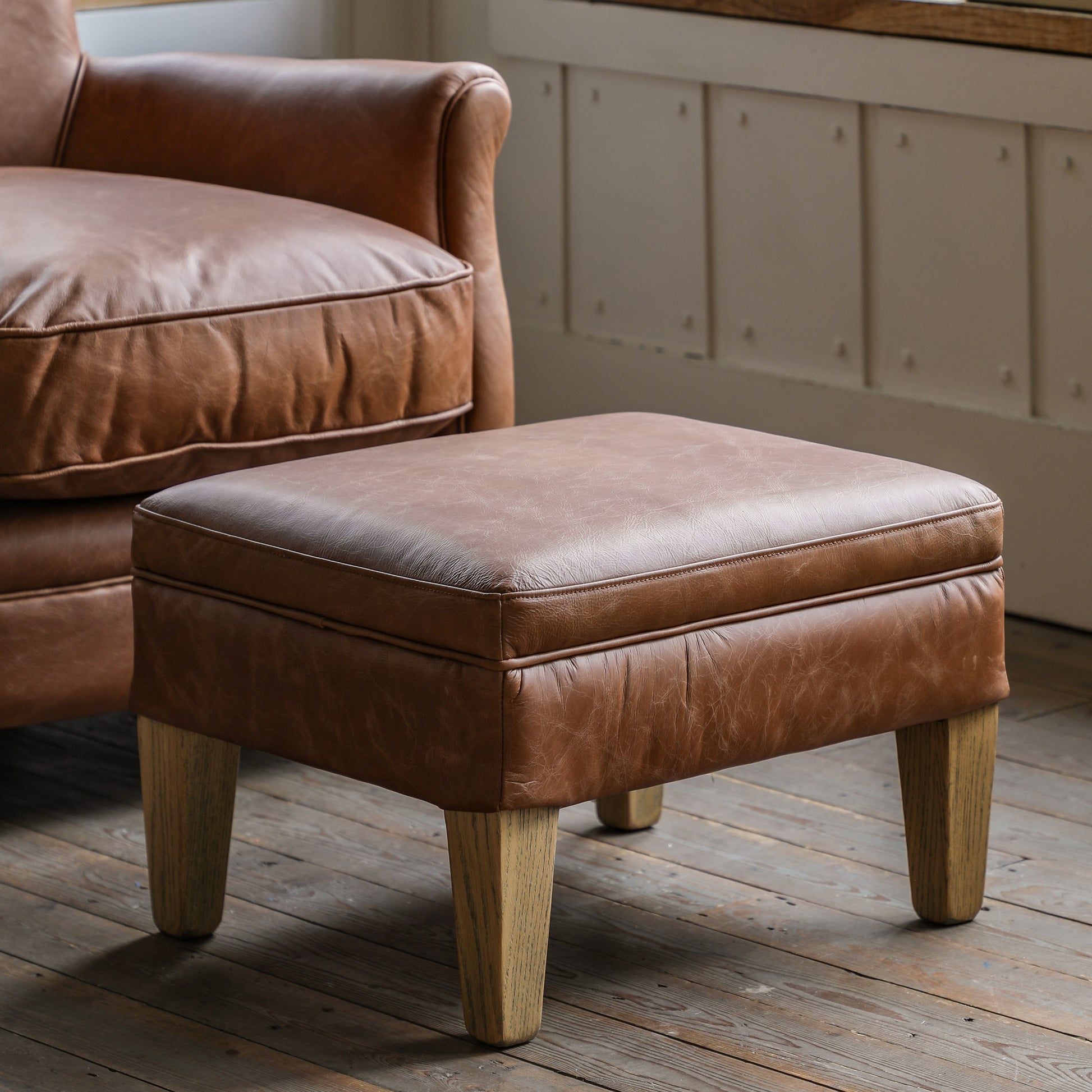 Gallery Direct Mr. Paddington Stool in Vintage Brown Leather