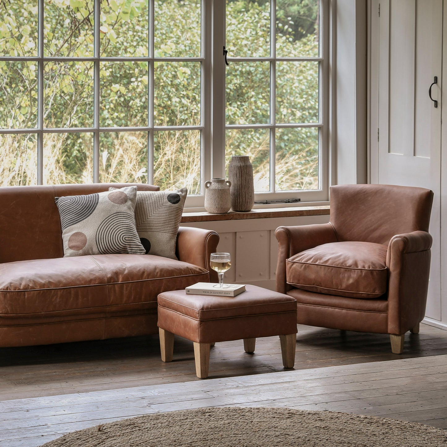 Gallery Direct Mr. Paddington Stool in Vintage Brown Leather