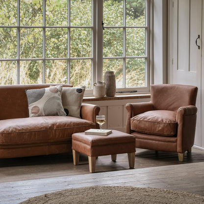 Gallery Direct Mr. Paddington Stool in Vintage Brown Leather
