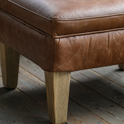 Gallery Direct Mr. Paddington Stool in Vintage Brown Leather