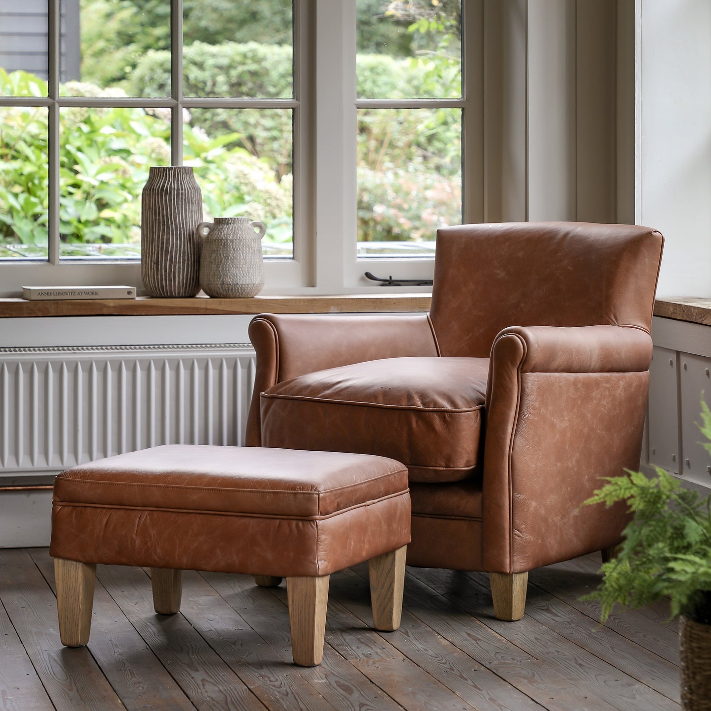 Gallery Direct Mr. Paddington Stool in Vintage Brown Leather