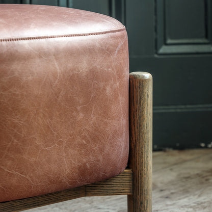 Gallery Direct Tindon Footstool in Vintage Brown Leather