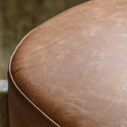 Gallery Direct Tindon Footstool in Vintage Brown Leather