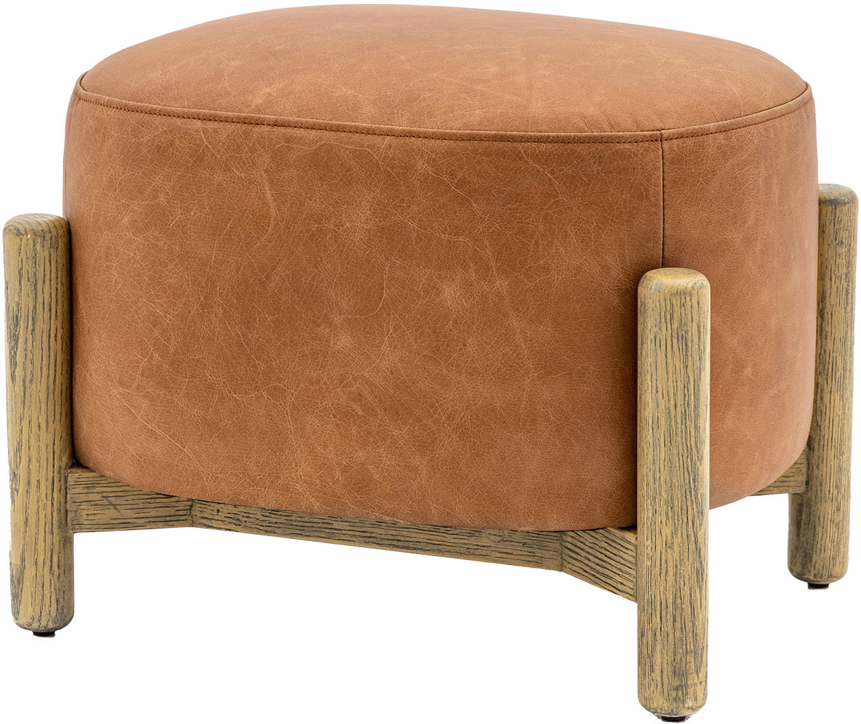 Gallery Direct Tindon Footstool in Vintage Brown Leather