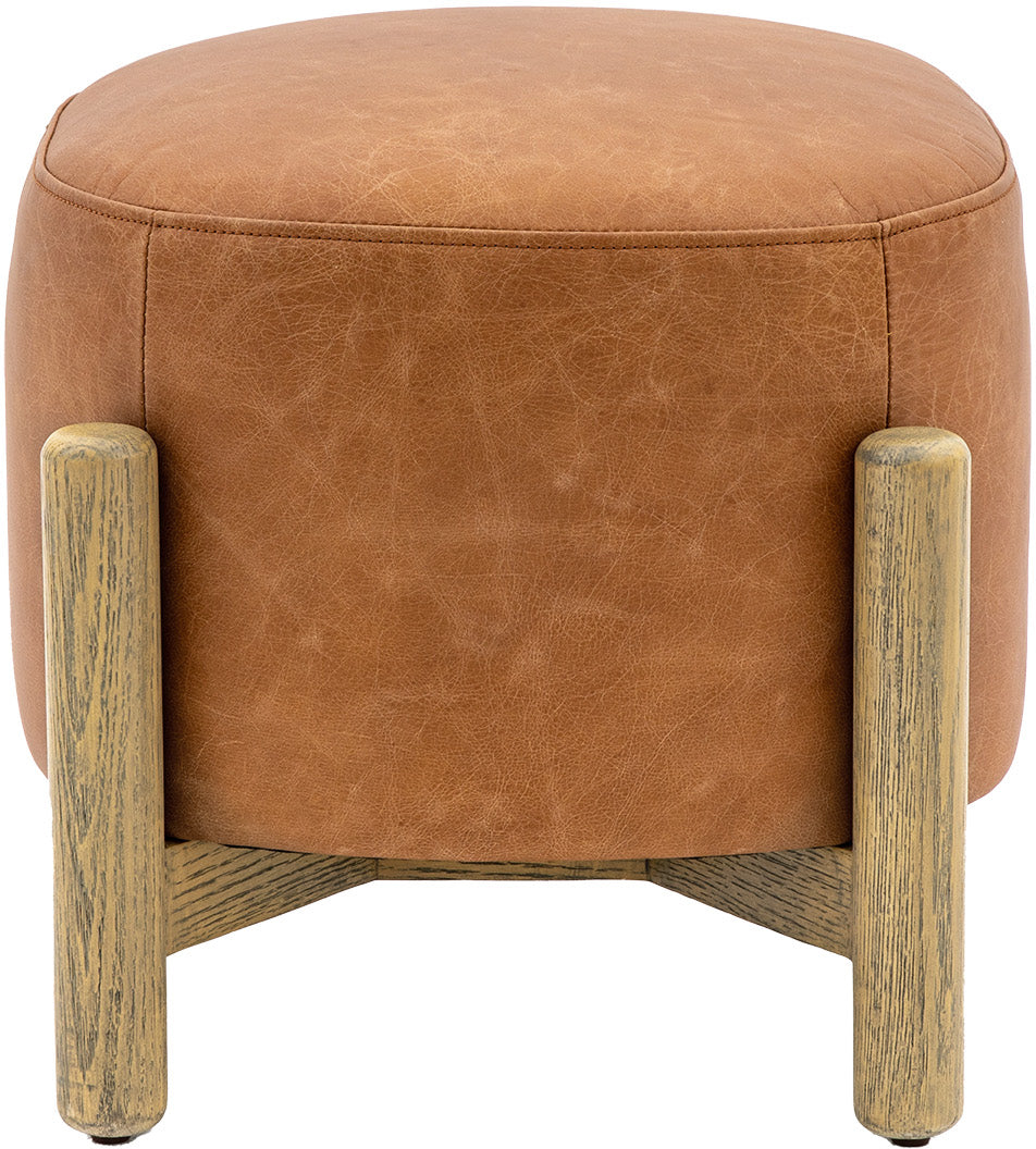 Gallery Direct Tindon Footstool in Vintage Brown Leather