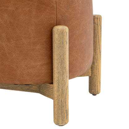Gallery Direct Tindon Footstool in Vintage Brown Leather