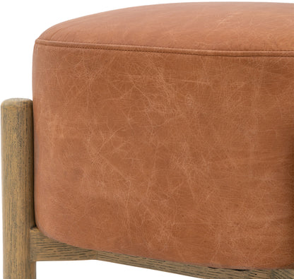 Gallery Direct Tindon Footstool in Vintage Brown Leather