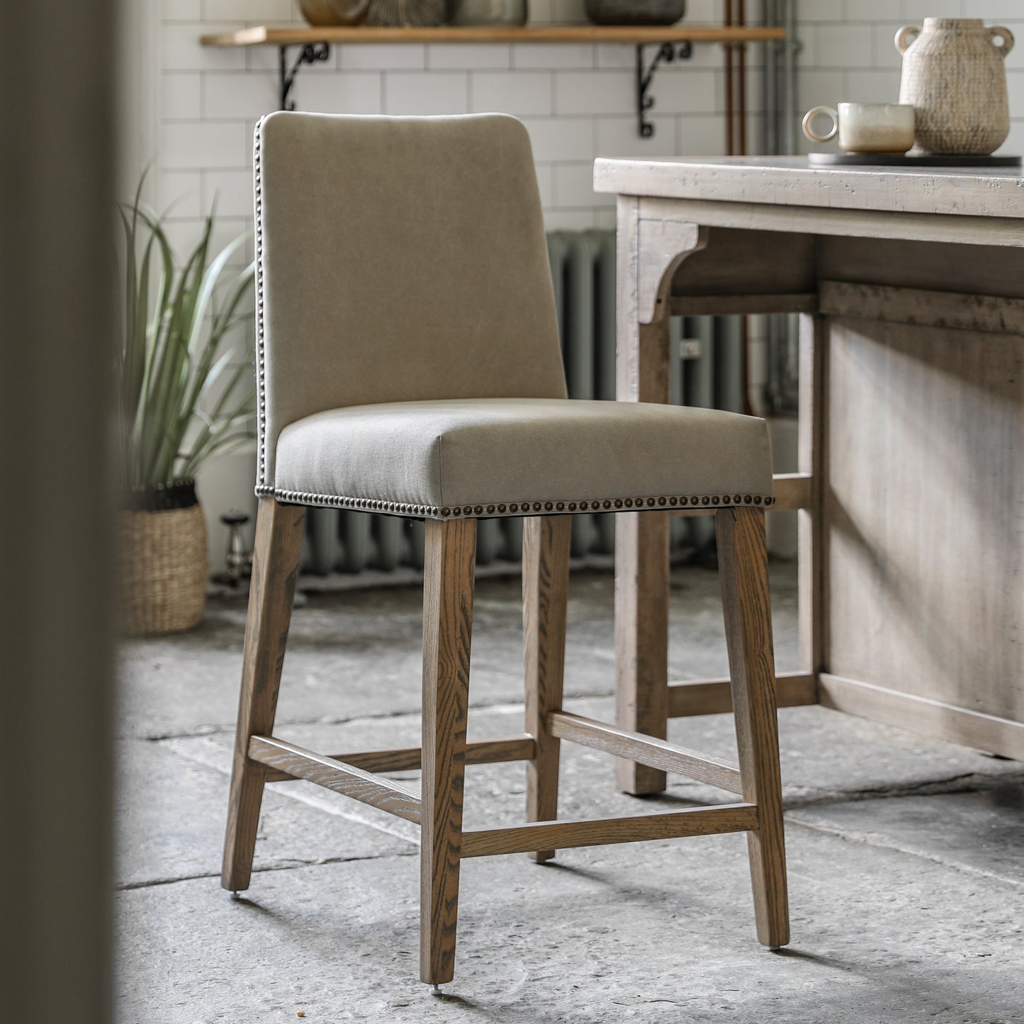Gallery Direct Pair of Rex Bar Stools in Cement