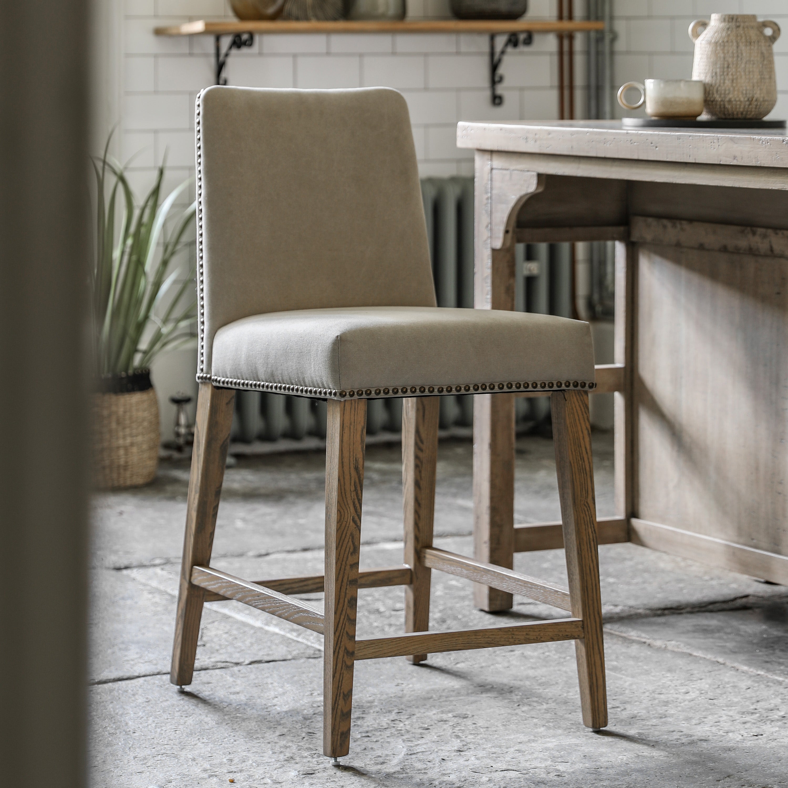 Gallery Direct Pair of Rex Bar Stools in Cement