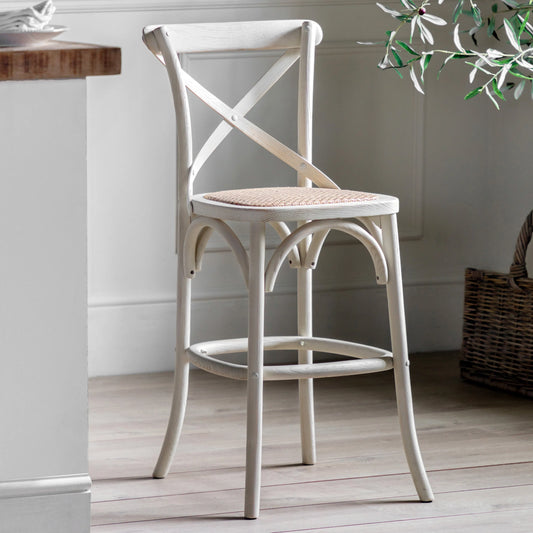 Gallery Direct Cafe Pair of Stools in White Rattan