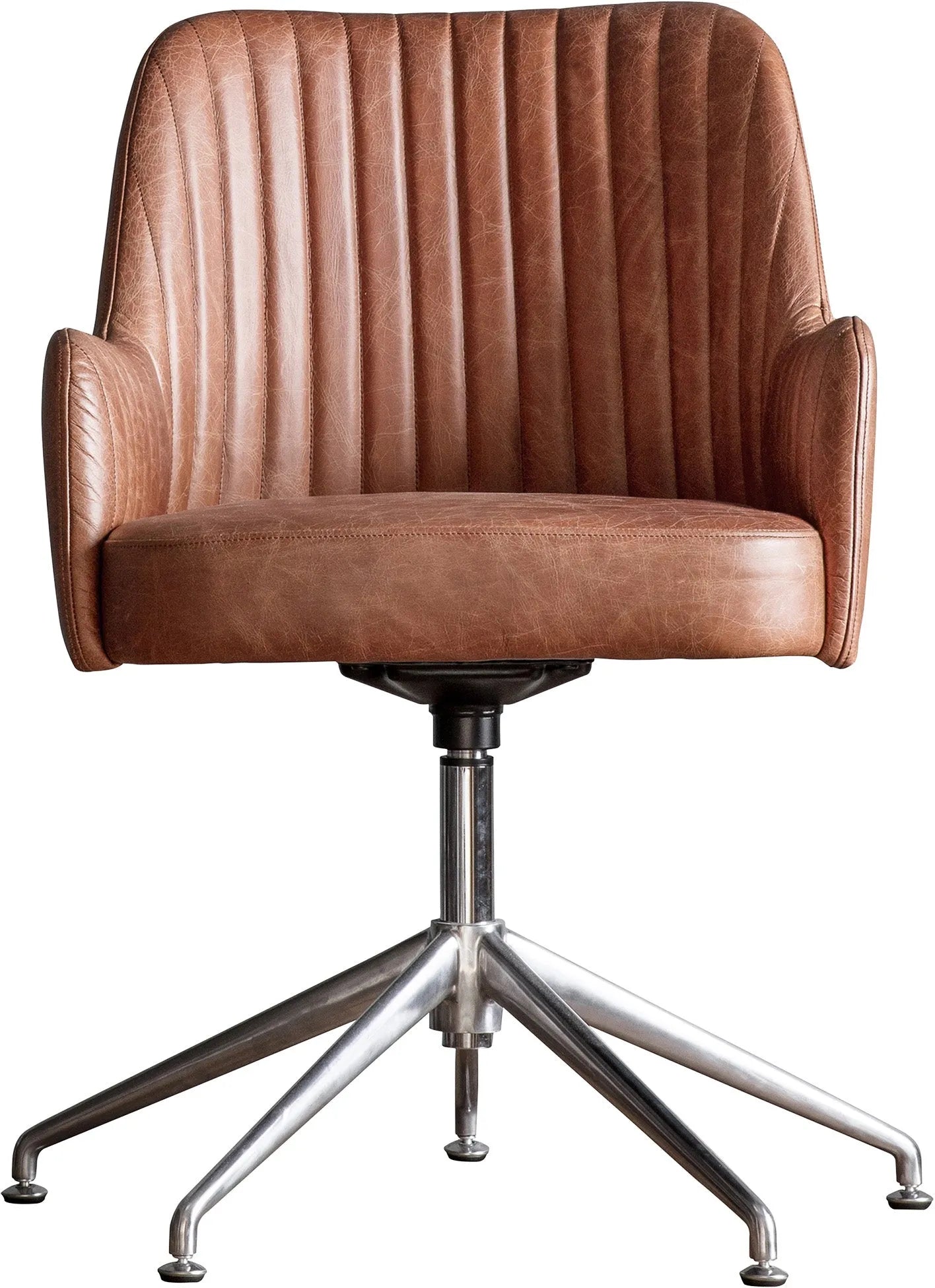 Gallery Direct Curie Swivel Chair in Vintage Brown Leather