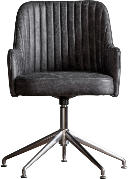 Gallery Direct Curie Swivel Chair in Antique Ebony Leather