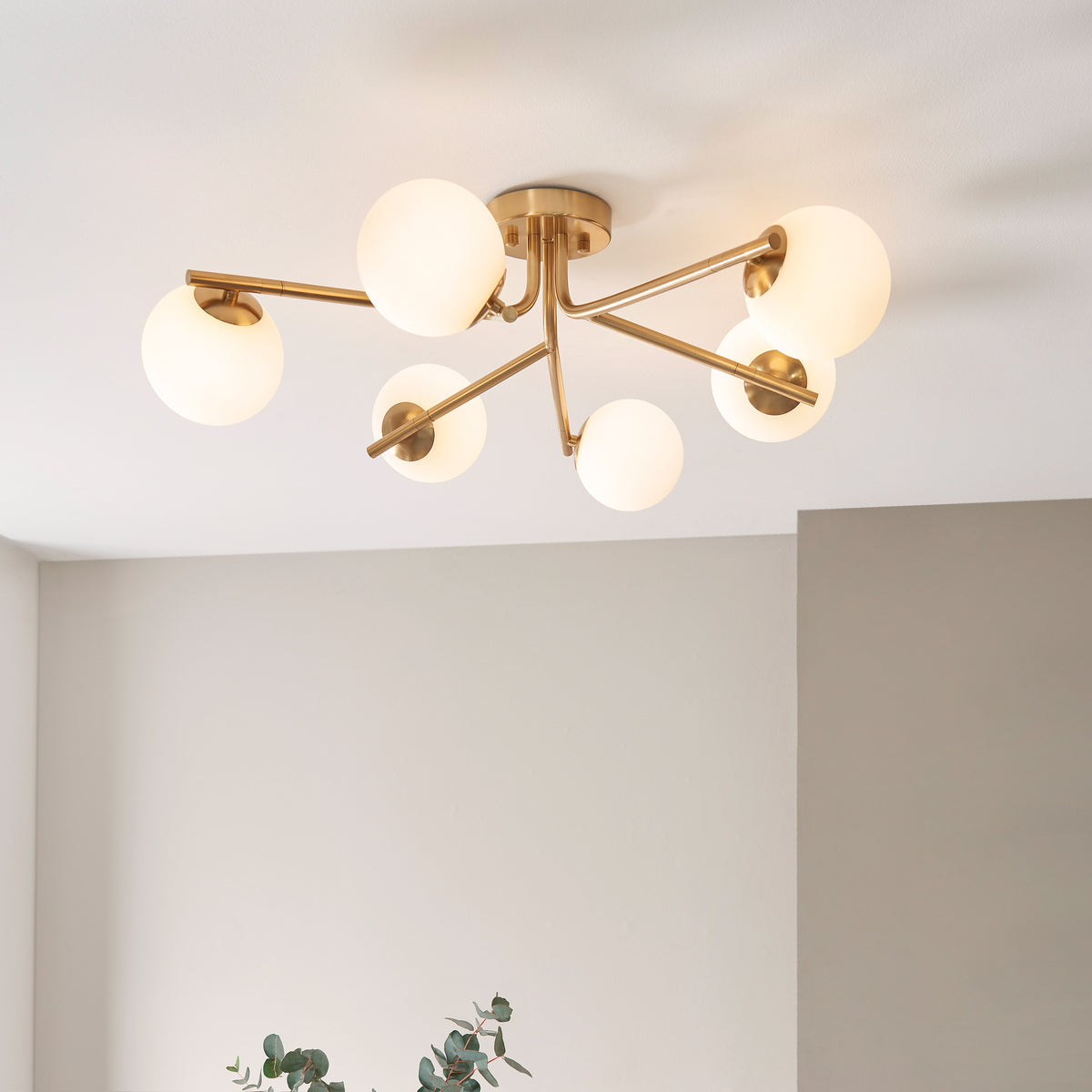 Gallery Direct Aaron Ceiling Light Brushed Aged Brass, styled in a room setting
