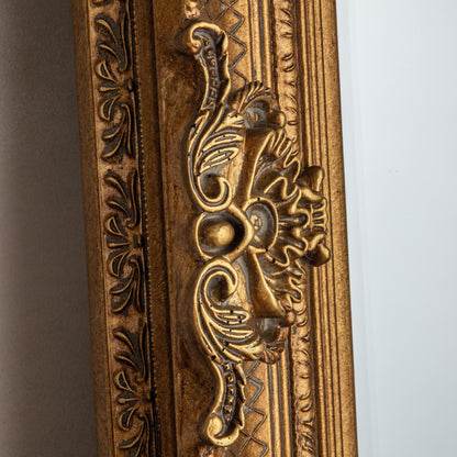 Gallery Direct Abbey Leaner Mirror Gold, close-up of the mirror and frame details