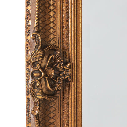 Gallery Direct Abbey Leaner Mirror Gold, close-up of the mirror and frame details