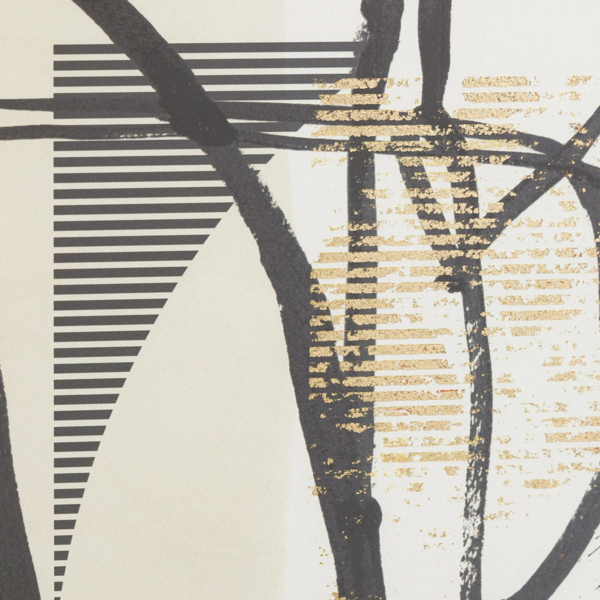 Gallery Direct Abstract Framed Art, close-up of layered black lines and gold pattern