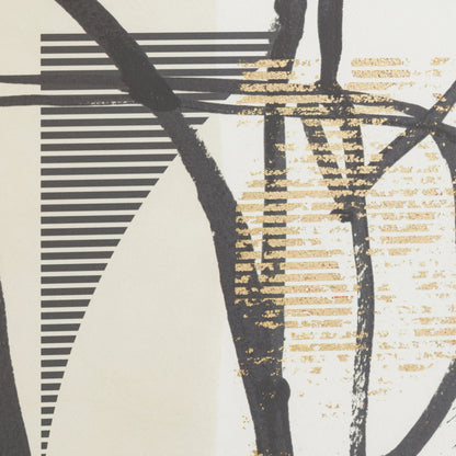 Gallery Direct Abstract Framed Art, close-up of layered black lines and gold pattern