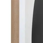Gallery Direct Abstract Noir et Blanc is a black and white geometric art piece surrounded by a natural light wood effect frame