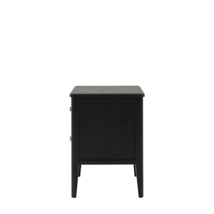 Gallery Direct Acton 2 Drawer Bedside Cabinet in Black with slim tapered legs