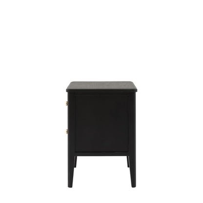 Gallery Direct Acton 2 Drawer Bedside Cabinet in Black with slim tapered legs