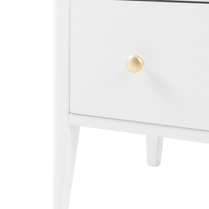 Gallery Direct Acton 3 Drawer Chest in White with gold coloured handles and tapered slim legs
