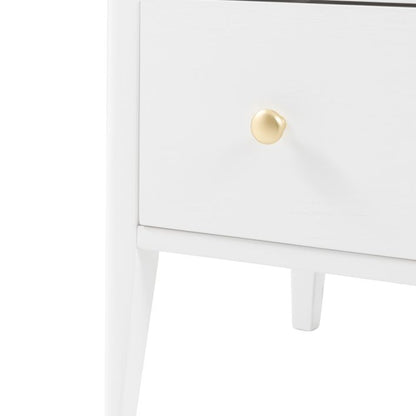 Gallery Direct Acton 3 Drawer Chest in White with gold coloured handles and tapered slim legs