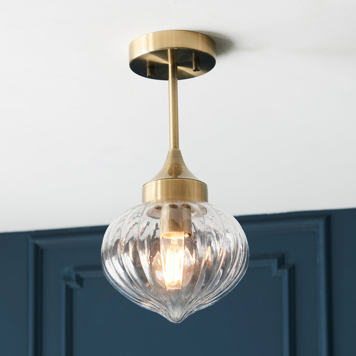 Gallery Direct Addington 1 Ceiling Light Brass, styled in a room setting