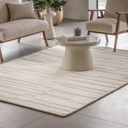 Gallery Direct Albany Hand Tufted Cream Tonal Large Area Rug measuring 2000x2900mm, with plush pile for a luxurious tactile underfoot experience