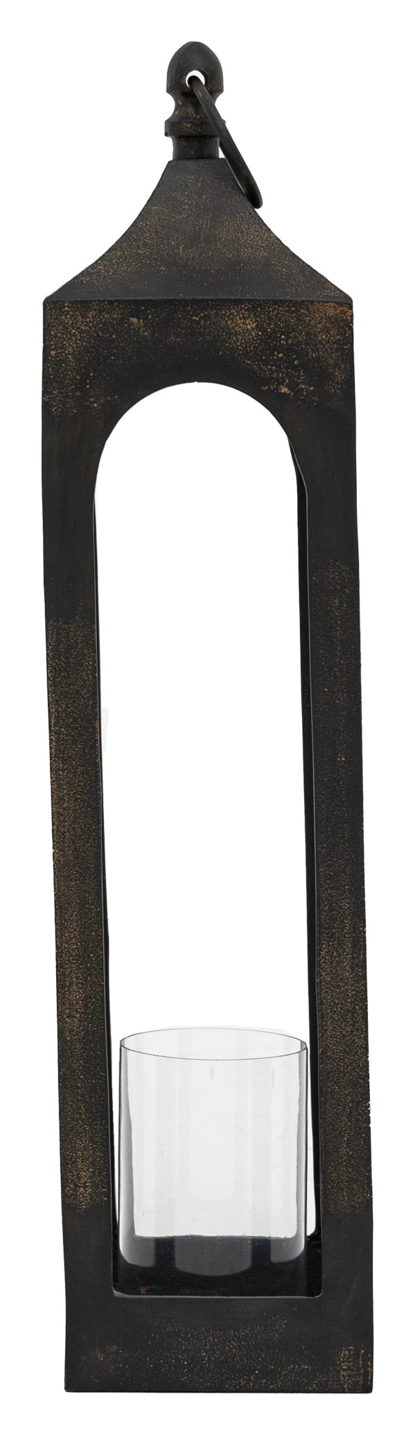 Gallery Direct Alda Lantern Rust Medium in rust finish, medium size, rear view of the lantern frame
