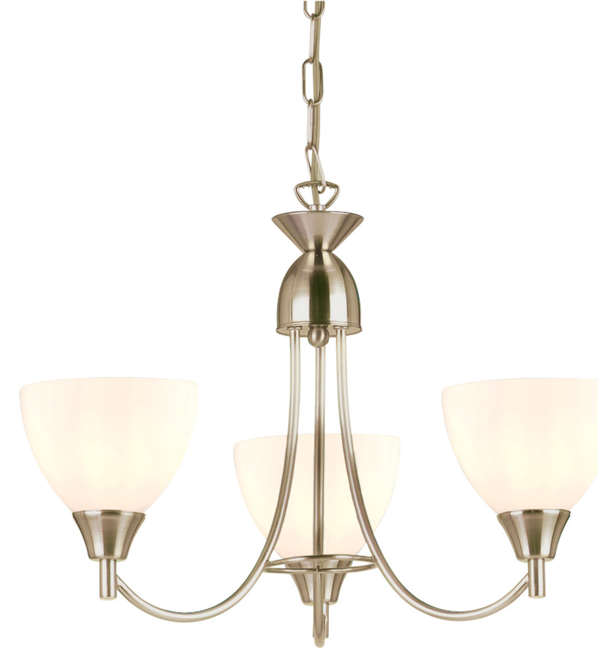 Gallery Direct Alton 3 Pendant Light Satin Chrome, complete product view on a white background