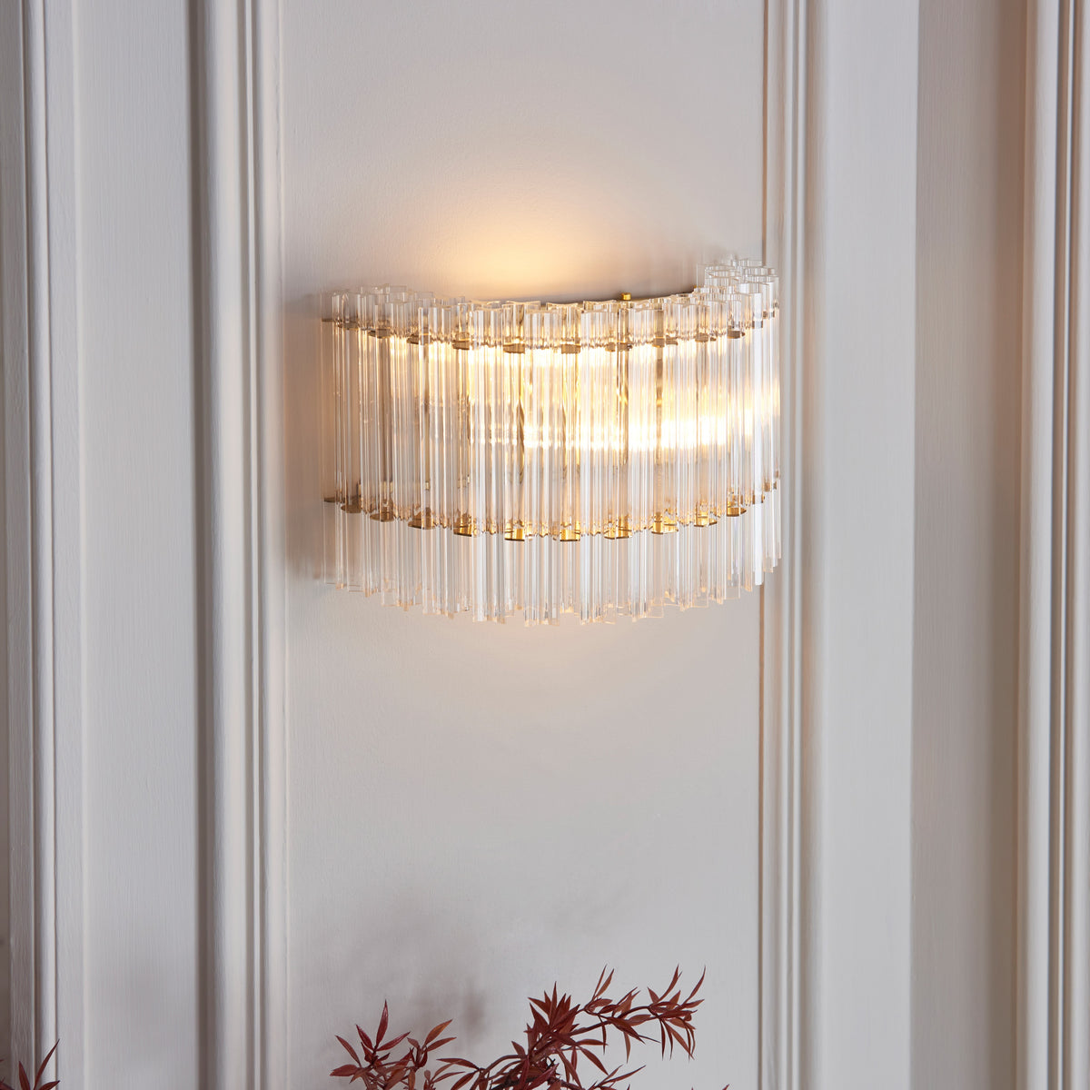 Gallery Direct Amapa 2 Wall Light Brushed Aged Brass, styled in a room setting