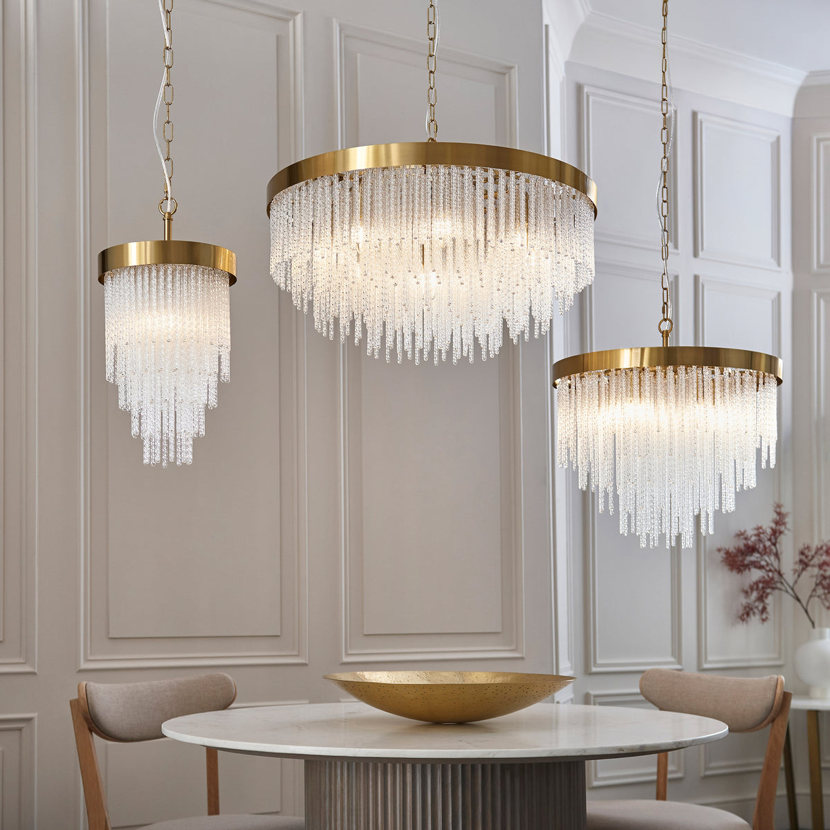 Gallery Direct Anistoria 1 Pendant Light Brushed Aged Brass, styled in a room setting