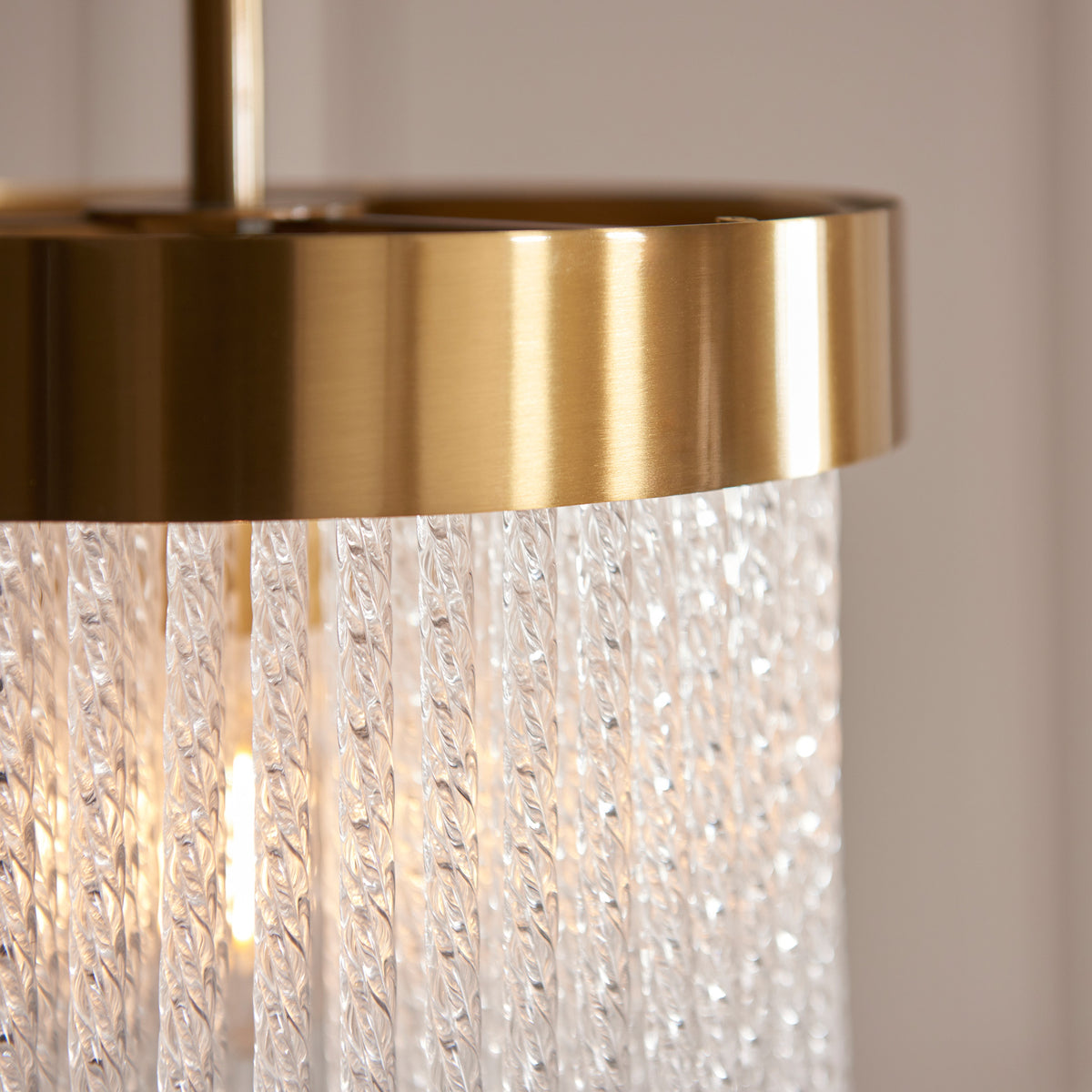 Gallery Direct Anistoria 1 Pendant Light Brushed Aged Brass, close-up of the finish and design