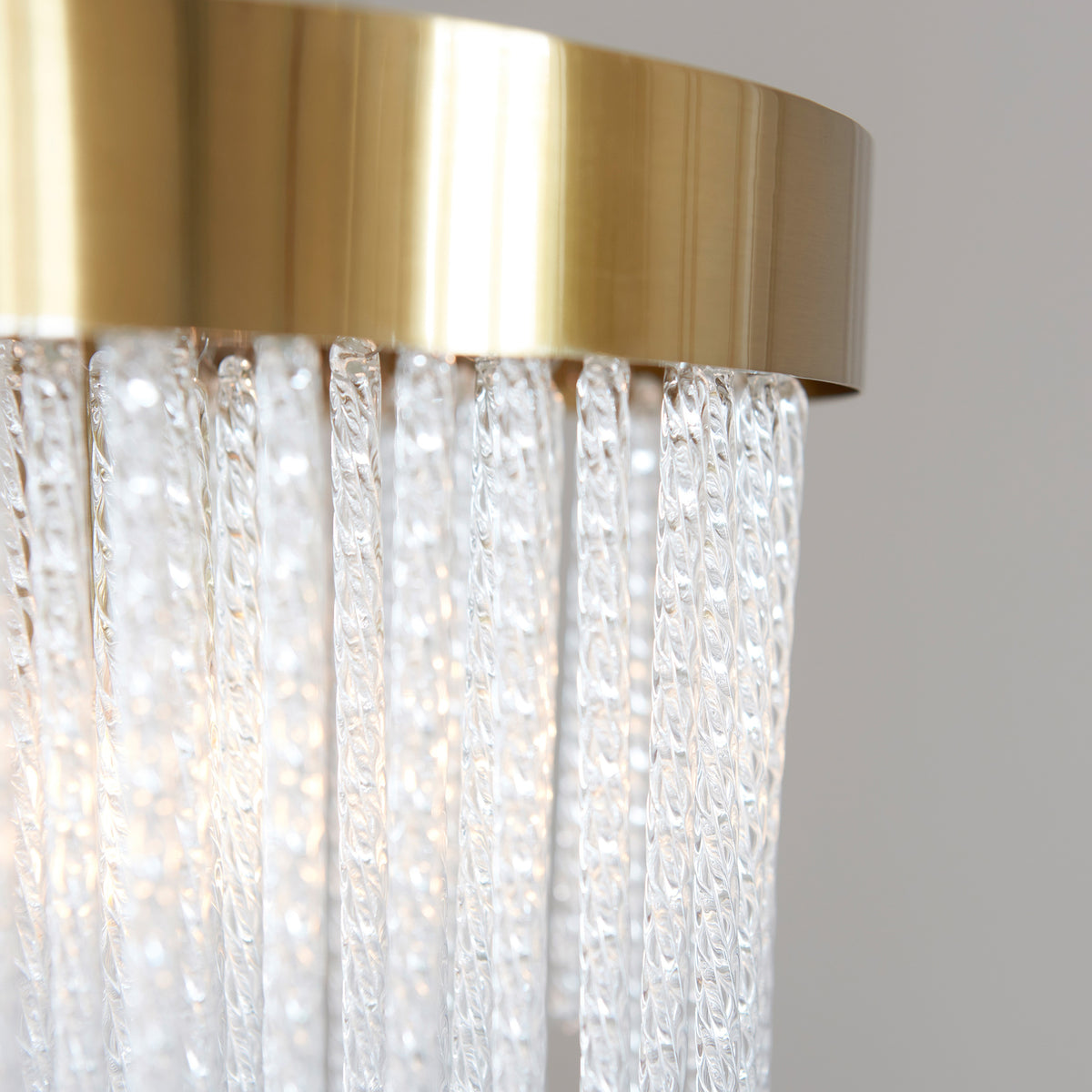 Gallery Direct Anistoria 5 Pendant Light Brushed Aged Brass, close-up of the finish and design