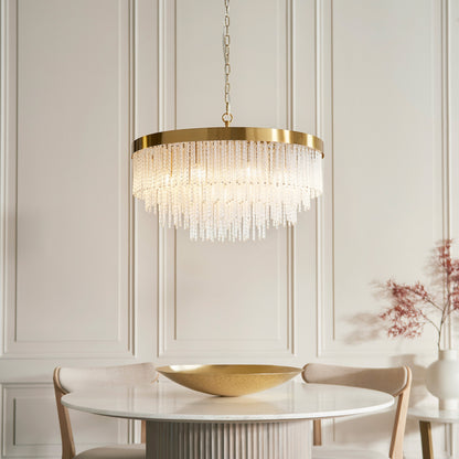 Gallery Direct Anistoria Grand 9 Pendant Light Brushed Aged Brass, styled in a room setting