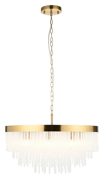 Gallery Direct Anistoria Grand 9 Pendant Light Brushed Aged Brass, complete product view on a white background