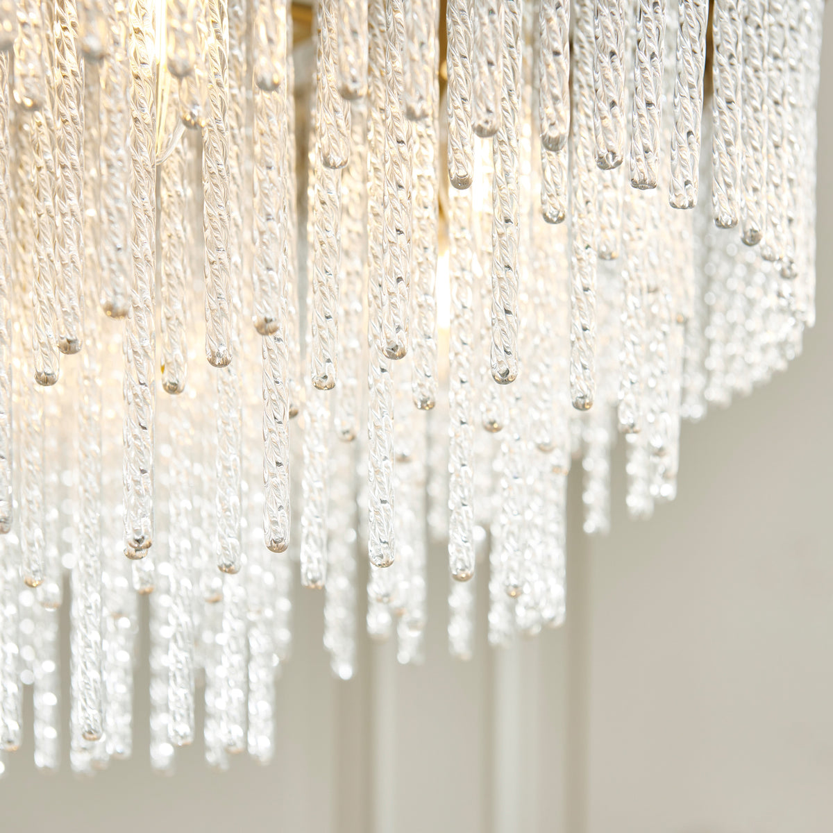 Gallery Direct Anistoria Grand 9 Pendant Light Brushed Aged Brass, close-up of the finish and design