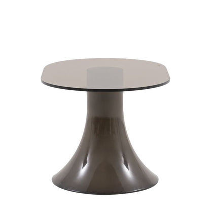 Gallery Direct Anzio Large Side Table with toughened brown tinted glass table top and a charcoal brown glazed GRC base