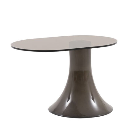 Gallery Direct Anzio Large Side Table features a toughened glass table top and a GRC charcoal brown glazed base