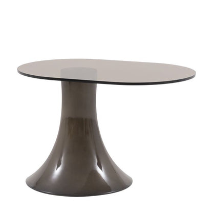 Gallery Direct Anzio Large Side Table wth a brown tinted toughened glass table top and a charcoal brown glazed base 