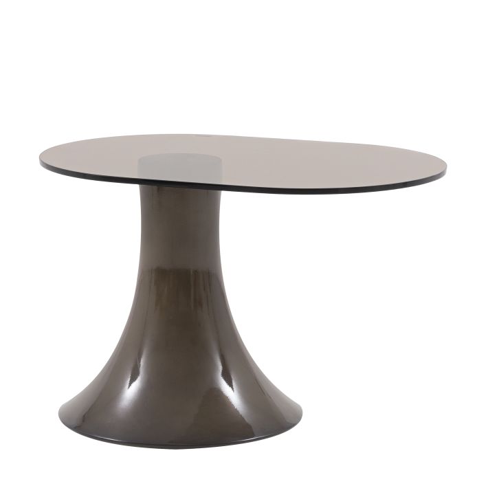 Gallery Direct Anzio Small Side Table is an Italian inspired design with a glass reinforced concrete base and a toughened brown tinted glass table top
