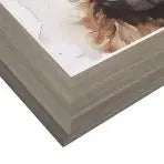 Gallery Direct Archie dog Framed Canvas by artist Joanne Lea with a soft grey wood effect frame